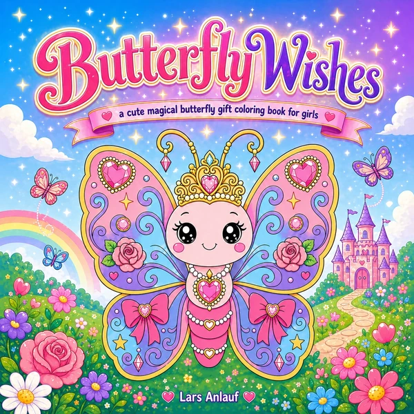 Butterfly Wishes coloring book cover by Lars Anlauf